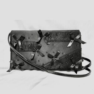 PRABAL GURUNG BLACK CLUTCH PURSE